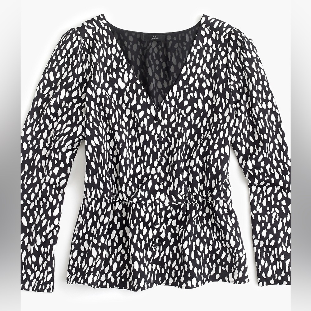 J. Crew | Woman’s Sz 14T | Black and White Button Down Peplum Blouse 💖